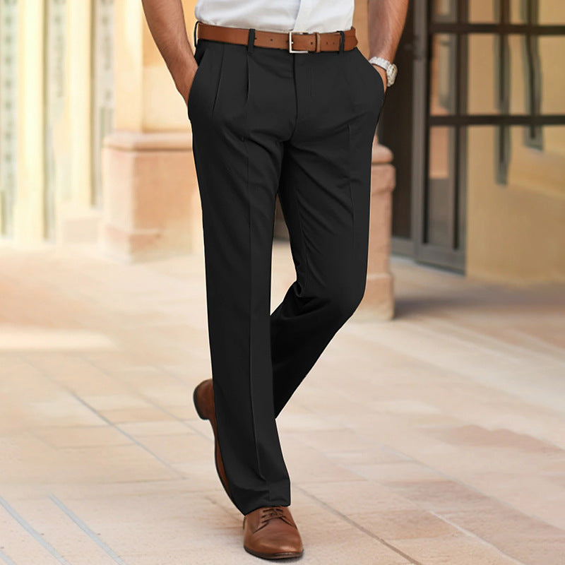 s Mid Waist Straight Long Pants For Office Business FormalMen's Casual Suit Pants Fashion Trouser