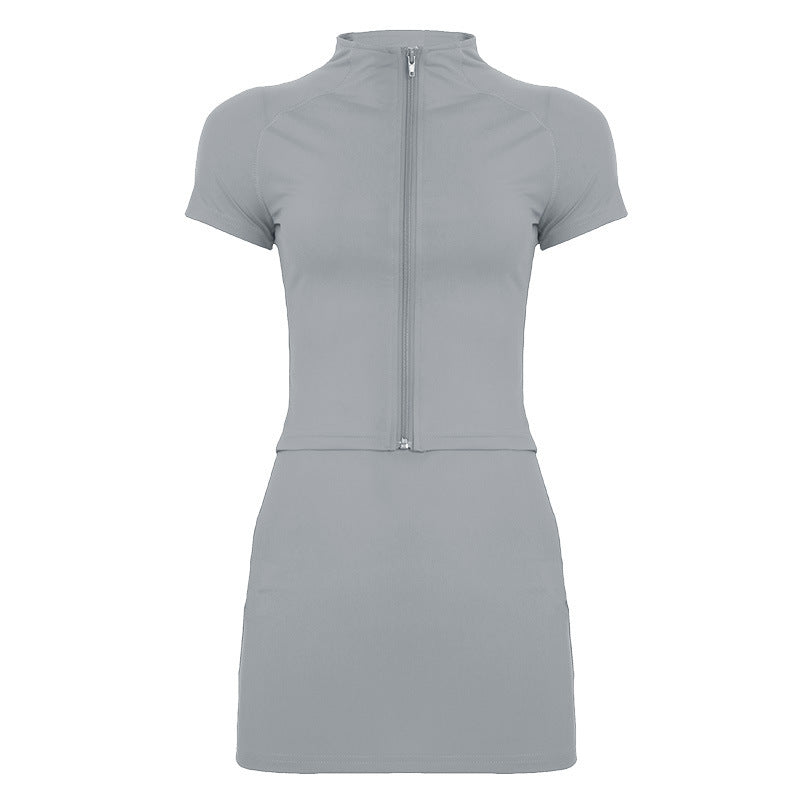 Women's European And American Leisure Exercise Yoga Clothes Short Sleeves And Skirt Suit
