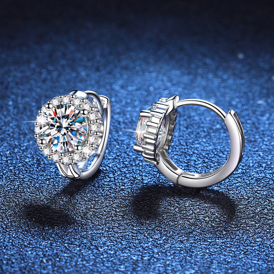 S925 Sterling Silver Moissanite Earrings For Women SUNFLOWER Ear Clip