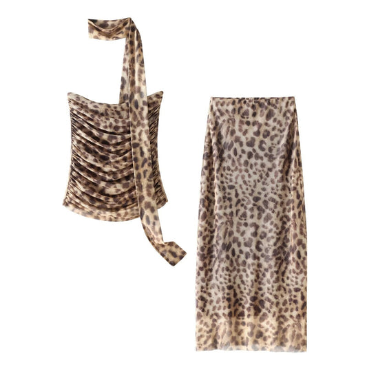 Women's Fashion Animal Print Silk Net Tube Top