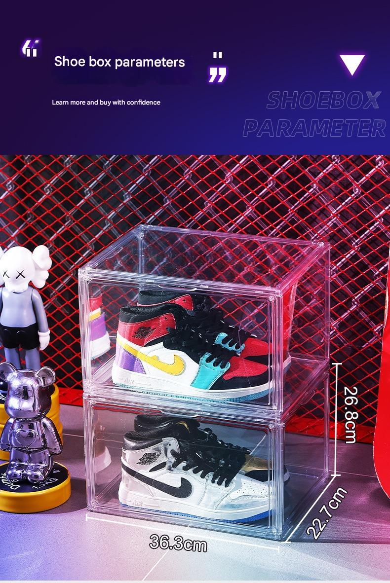 Large Transparent Shoe Box, Acrylic Shoe Box With Lid, Magnetic Side Door, Shoe Storage Box, Shoe Box