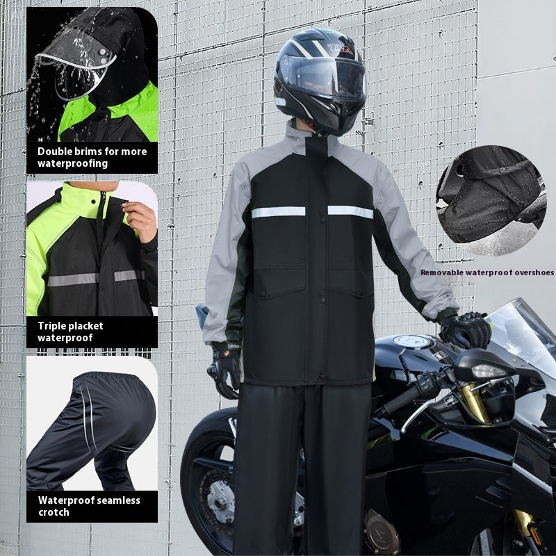 Men's Minimalist Color Blocked Split Motorcycle Raincoat