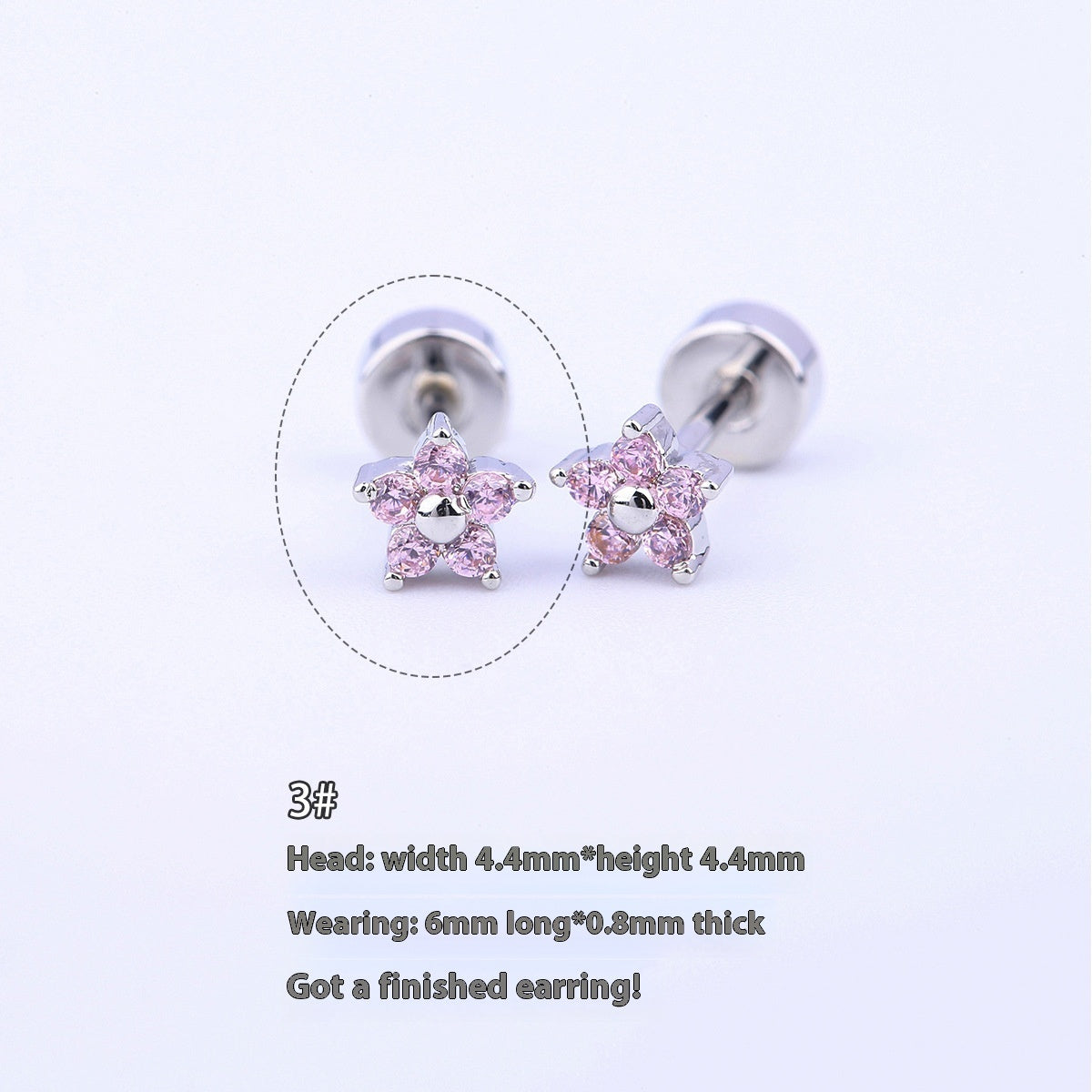 Titanium Steel Copper-plated Gold Micro Inlaid Zirconium Five-petal Plum Flower Ear Studs