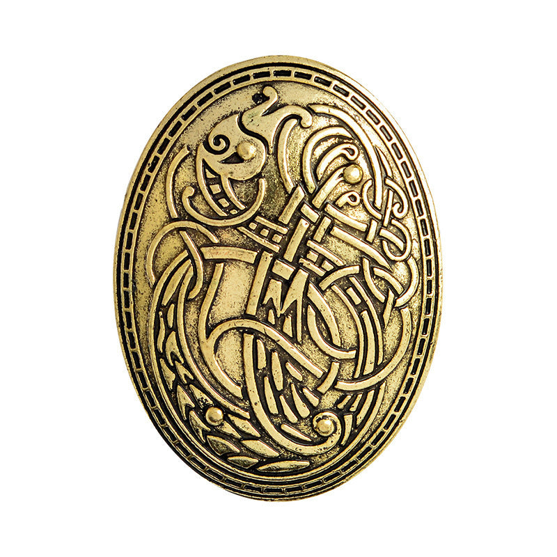 Nordic Vikings Wolf Pattern Herringbone Pattern Brooch