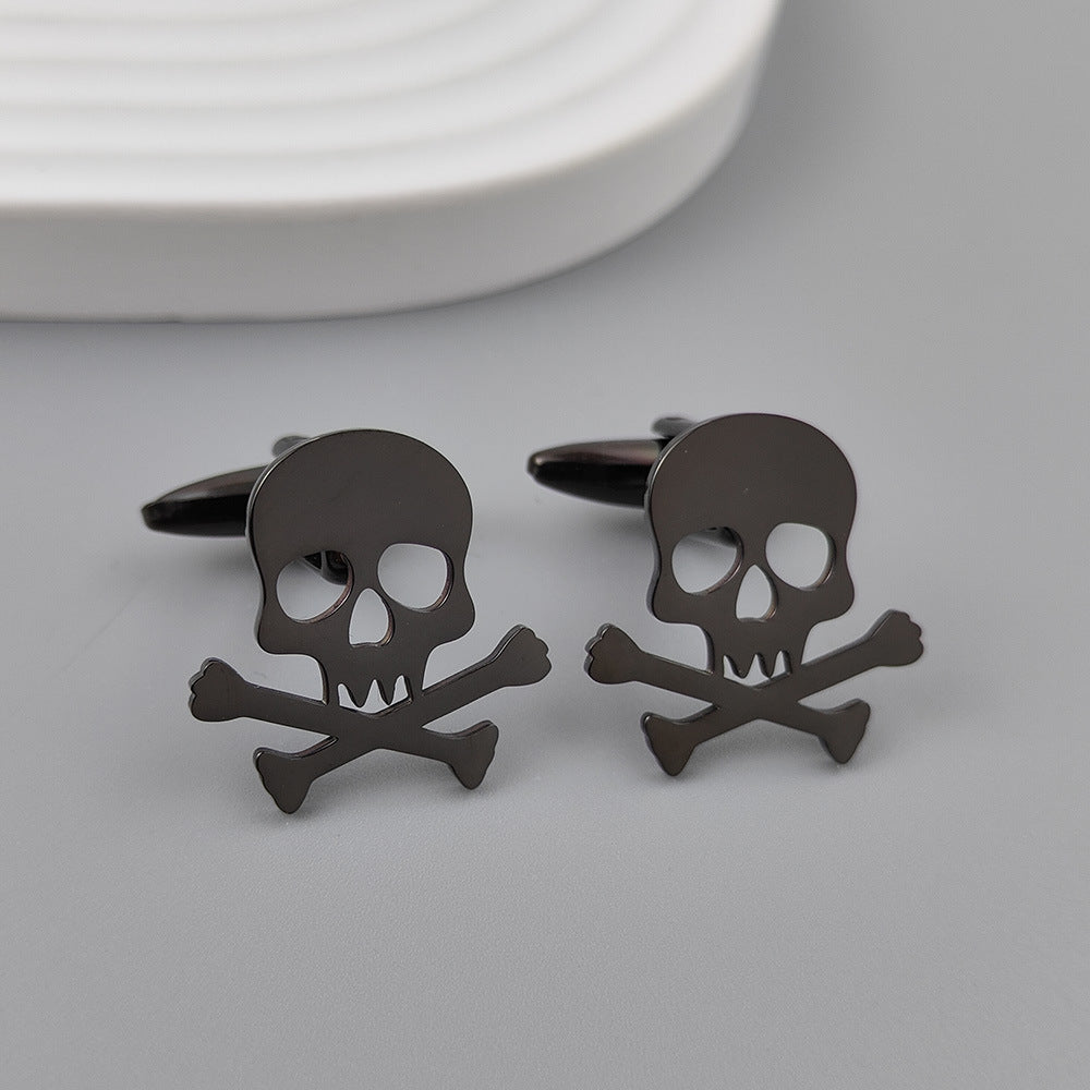 Funny Skull Dark Stainless Steel Hollow Brooch