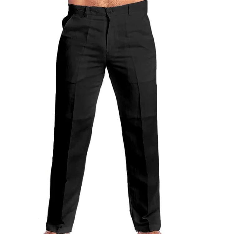 Men's Linen Diagonal Pocket Straight Solid Color Trousers
