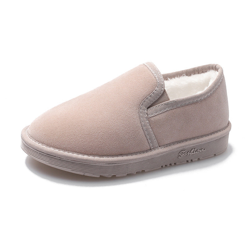 Fleece-lined Thick Flat Students Warm-keeping Fashion Round Toe Snow Boots