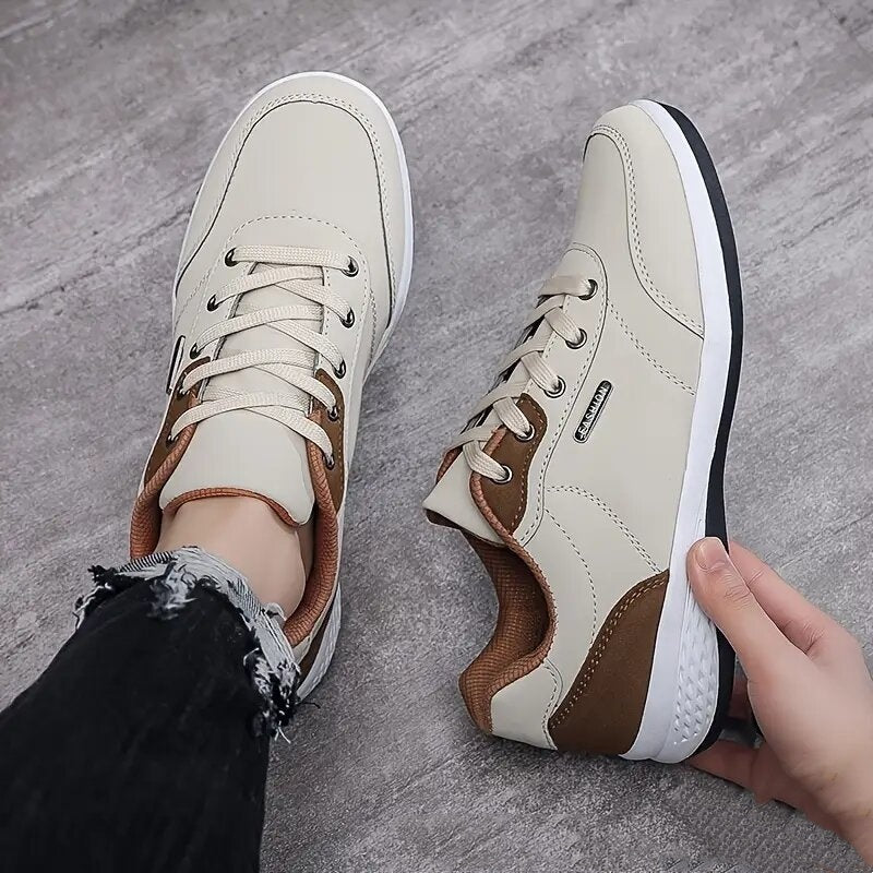 Fashion Light Sports Casual Men Shoes Autumn New Lace-Up Shoes Microfiber Leather Casual Shoes FLats Sneakers