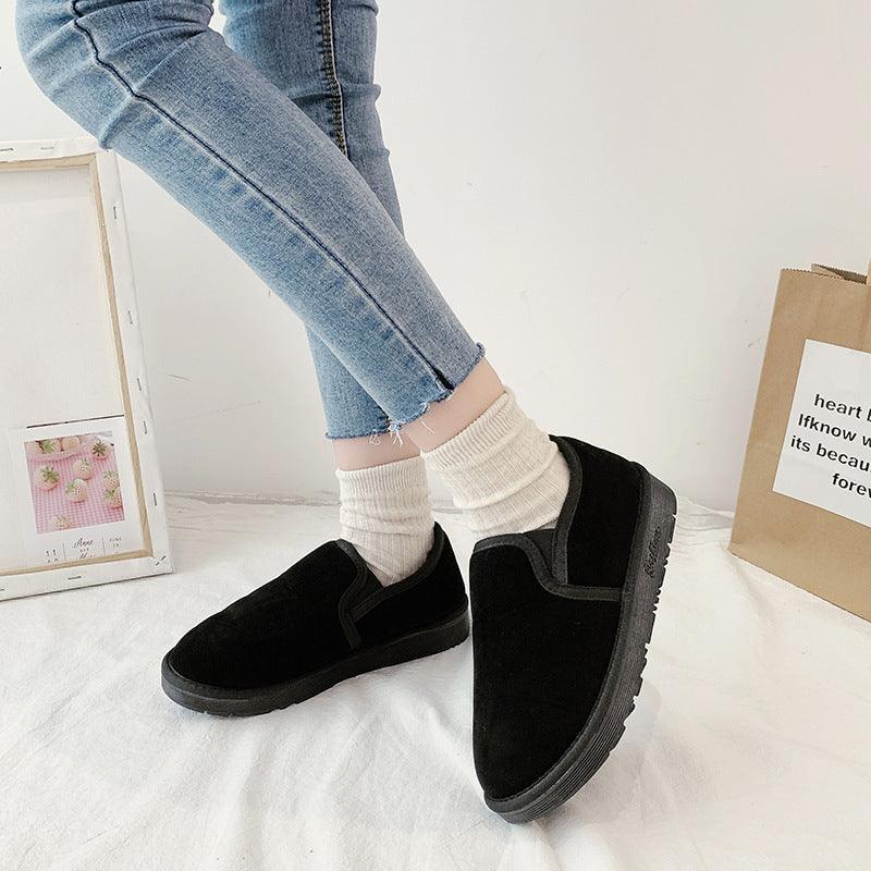 Fleece-lined Thick Flat Students Warm-keeping Fashion Round Toe Snow Boots