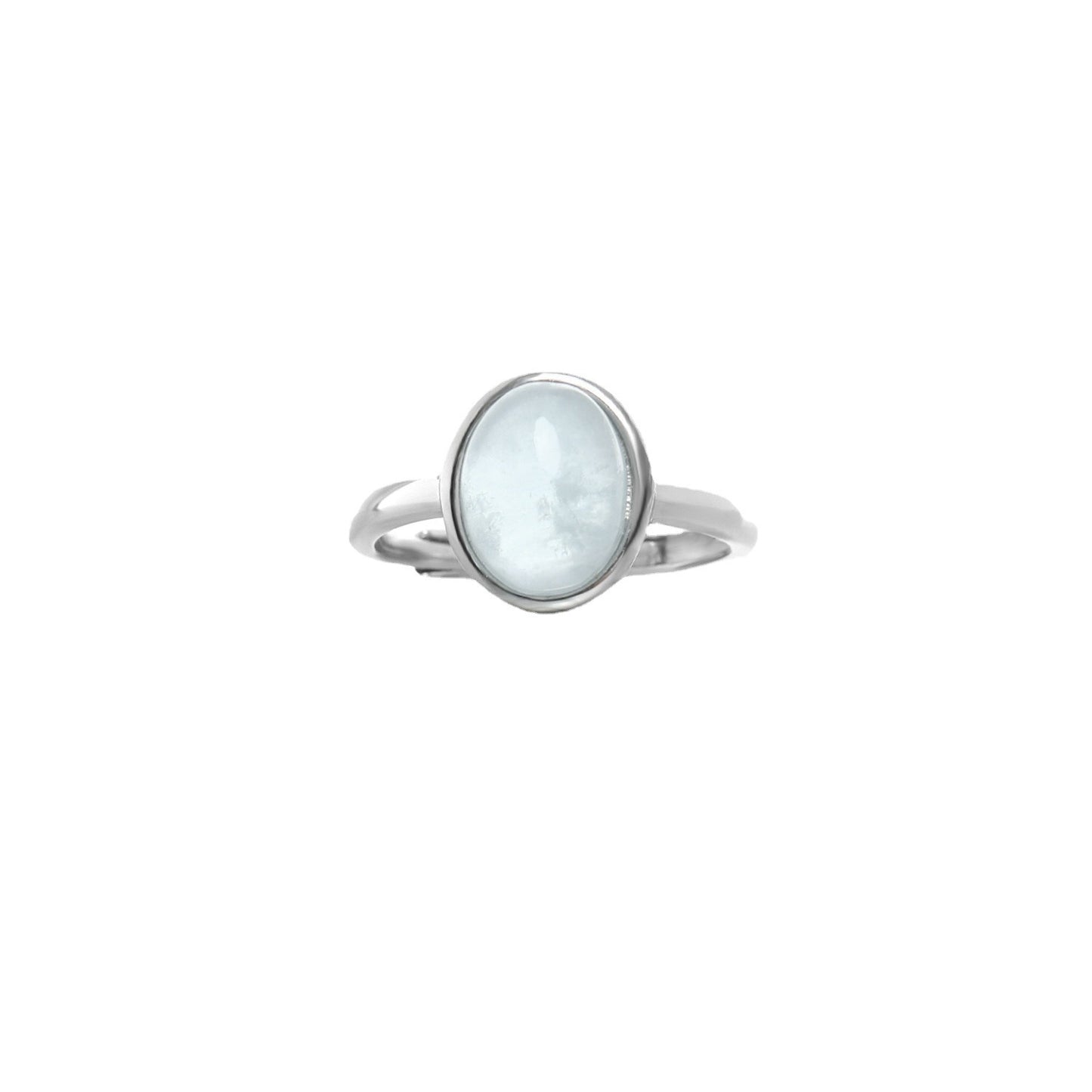 Elegant Sea Salt Blue Oval Zircon Ring