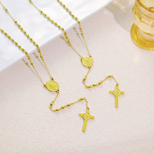Stainless Steel Cross Pendant Necklace Sweater Chain Necklace