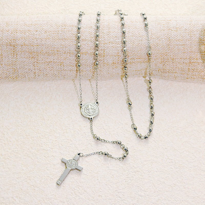 Stainless Steel Cross Pendant Necklace Sweater Chain Necklace