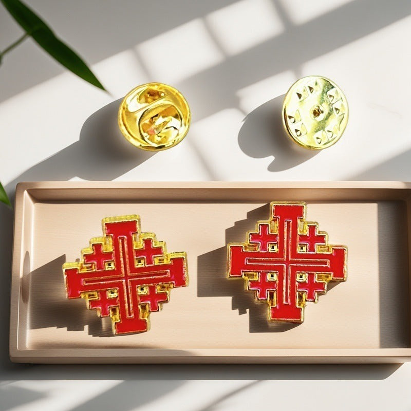 Blessing Brooch Badge Jerusalem Cross