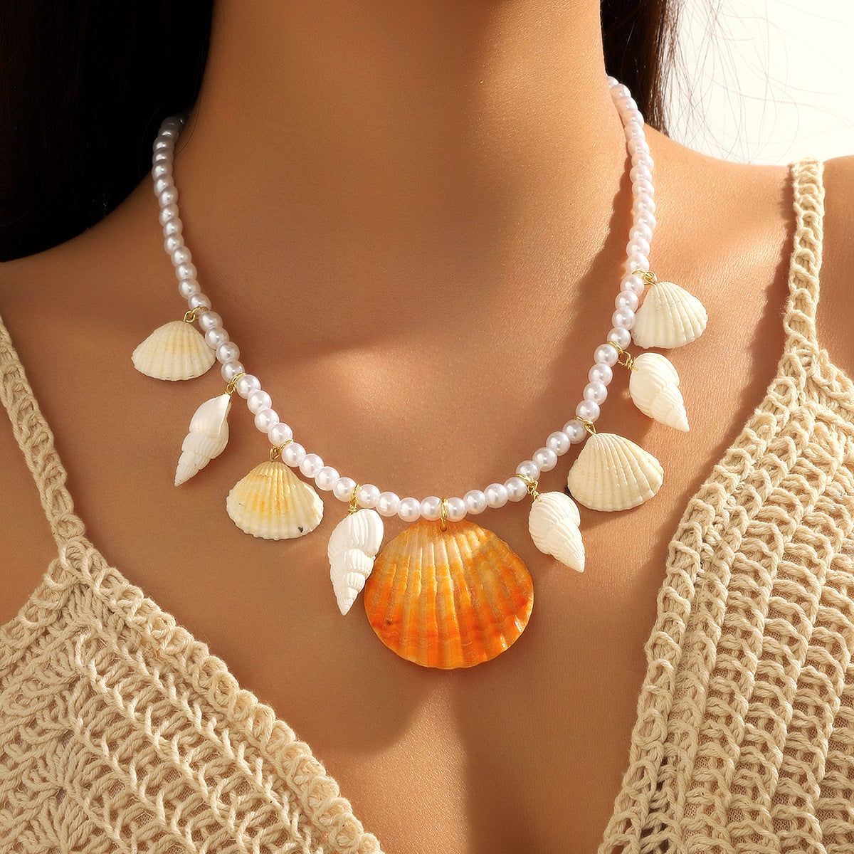 European And American Beaded Necklace Holiday Conch Fashion
