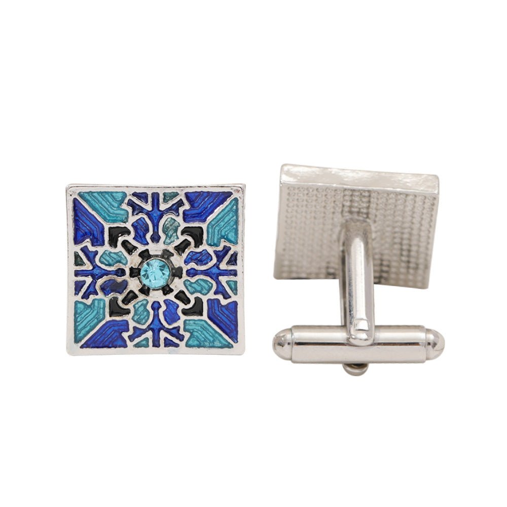 Creative Blue Pattern Cufflinks Men And Women Business French Shirt Cufflinks Tie Clip Accessories Gift Box