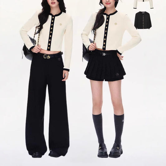 Knitted Cardigan Elegant High-grade Versatile Top Pleated Skirt