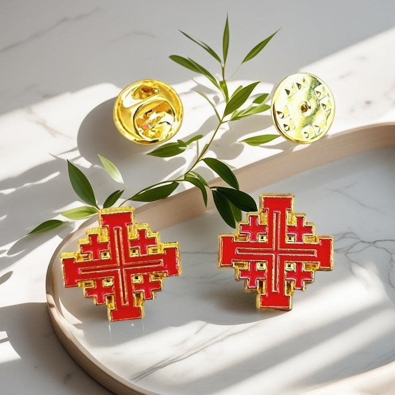 Blessing Brooch Badge Jerusalem Cross