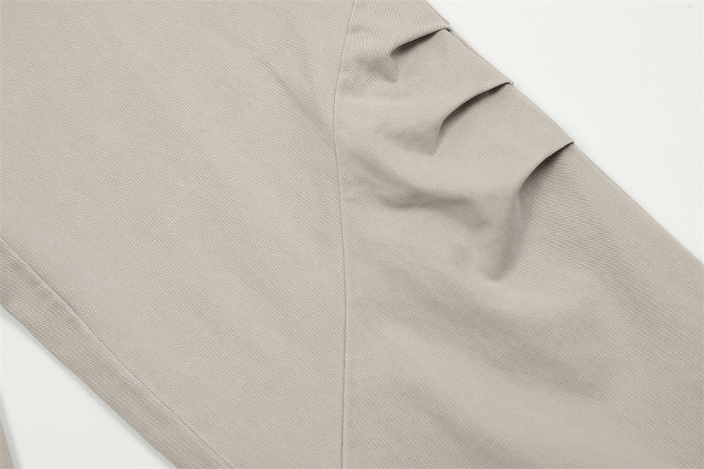 Design Pleated Loose Straight Trousers Men's Overalls
