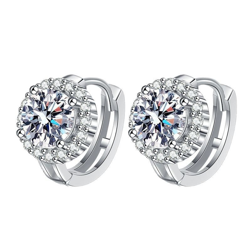 S925 Sterling Silver Moissanite Earrings For Women SUNFLOWER Ear Clip