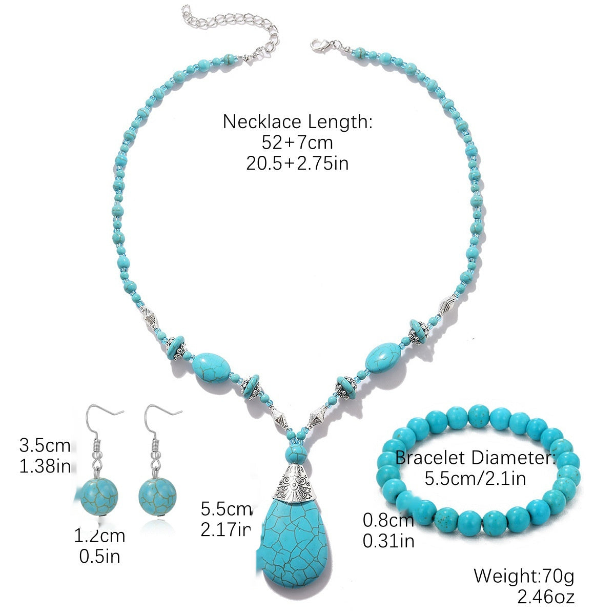 Bohemian Natural Stone Long Retro Necklace