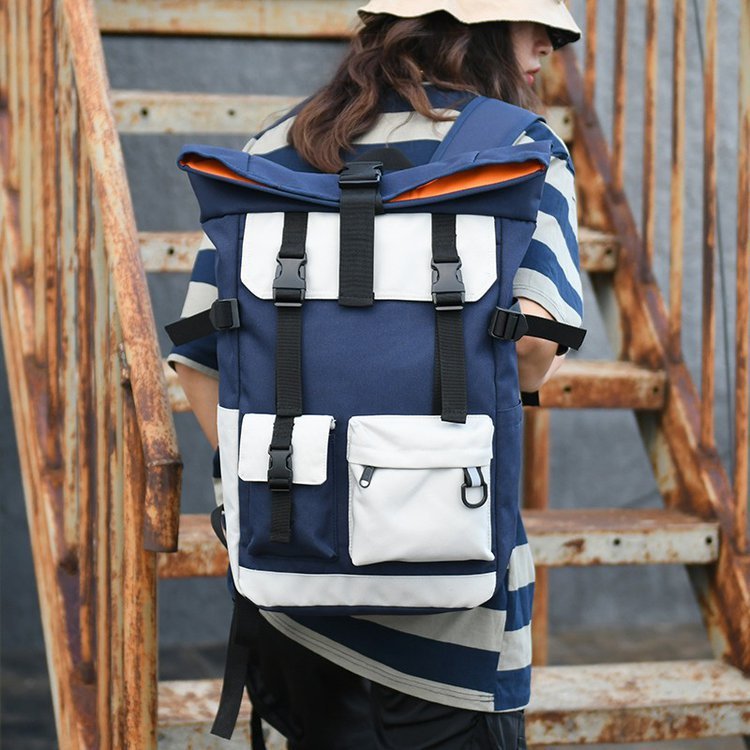 Large-capacity Contrast Color Oxford Cloth Backpack Men