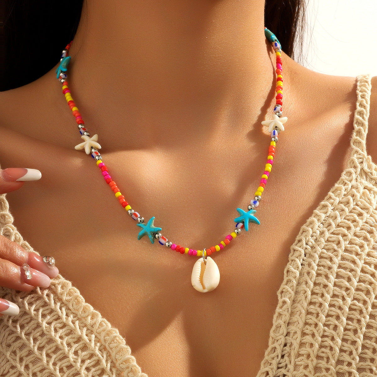 European And American Beaded Necklace Holiday Conch Fashion