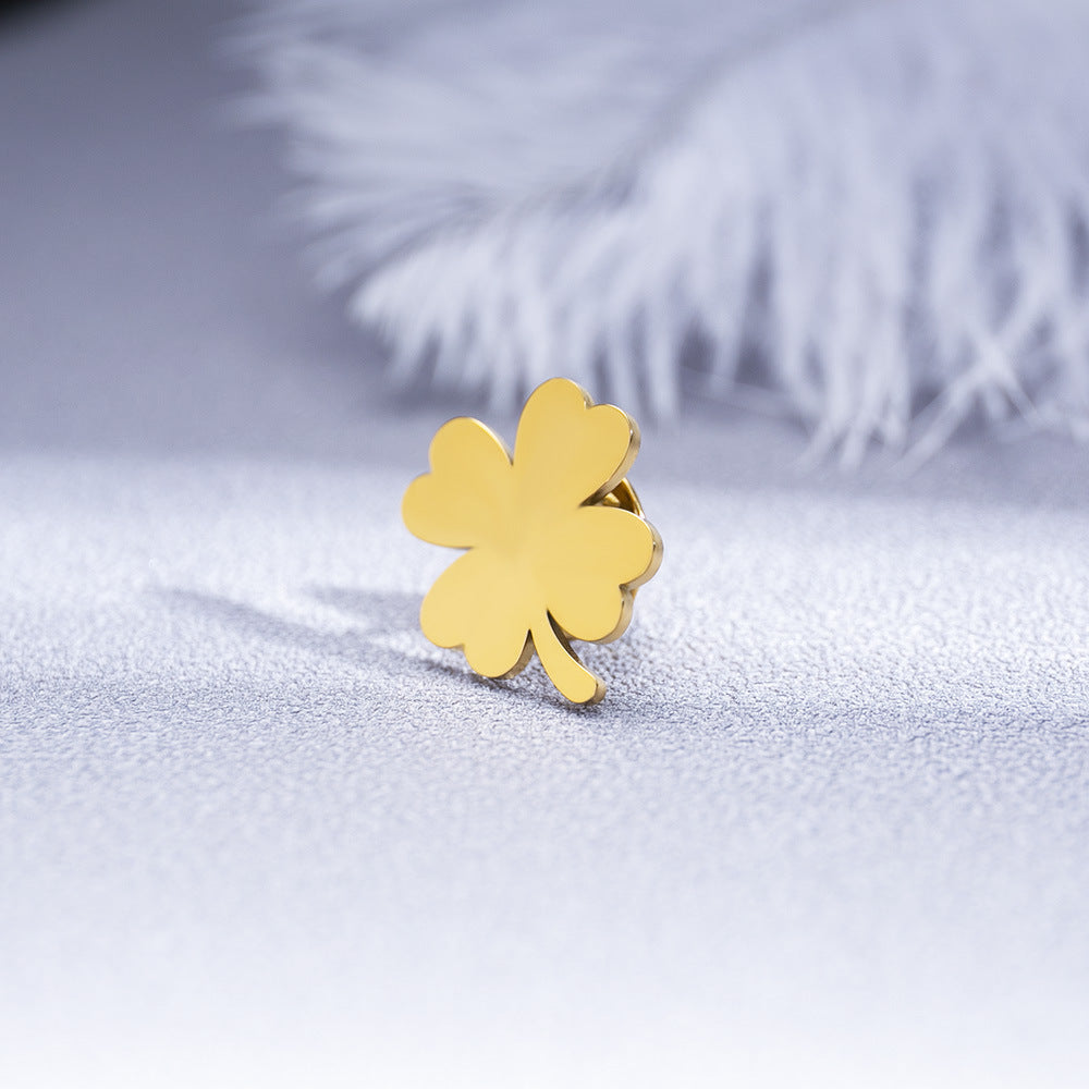 Fashion Four-leaf Clover Men's Suit Brooch Women Evening Dresses Badge Brooch