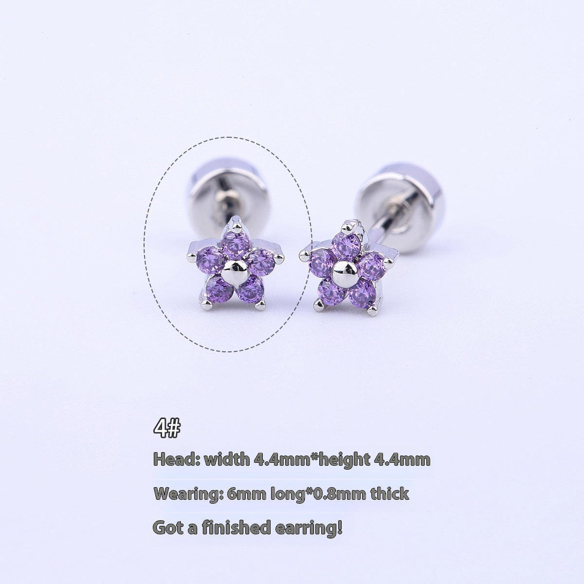 Titanium Steel Copper-plated Gold Micro Inlaid Zirconium Five-petal Plum Flower Ear Studs