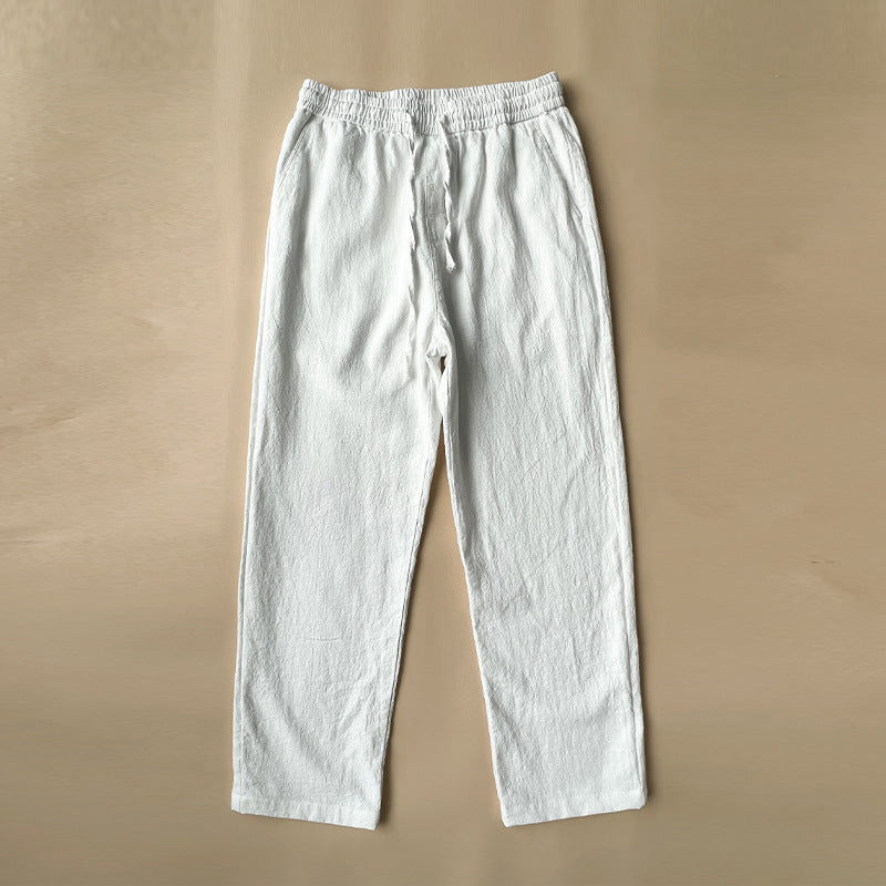Men's Casual Pants White Baggy Straight Trousers