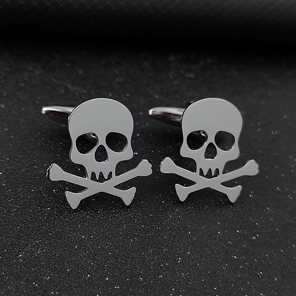 Funny Skull Dark Stainless Steel Hollow Brooch