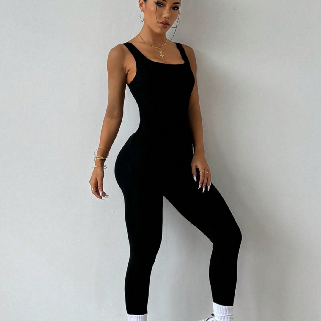 Shoulder Strap Bare Back Letter One-piece Ankle Banded Pants