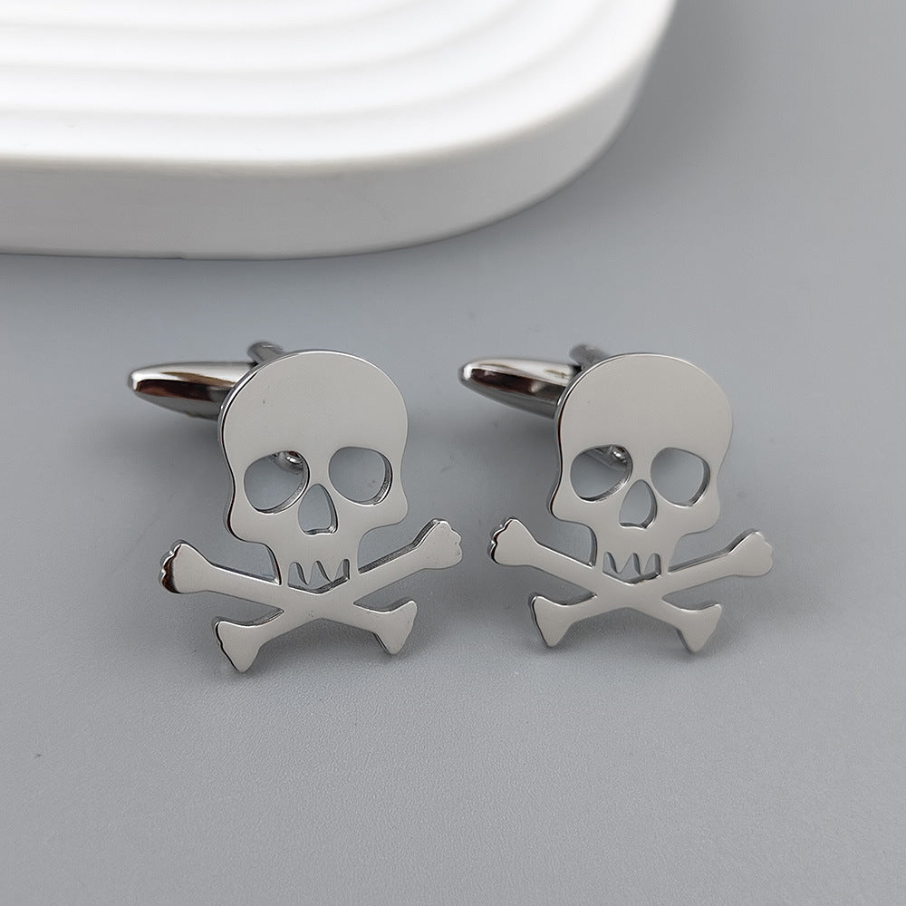 Funny Skull Dark Stainless Steel Hollow Brooch