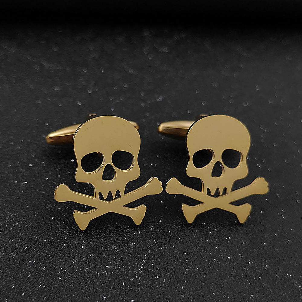 Funny Skull Dark Stainless Steel Hollow Brooch